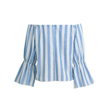 Anself Summer Off Shoulder Striped Women Blouses And Tops 2017 Sexy Long Sleeve Shirt Crop Tops Plus Size Blusas Femininas