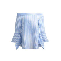 ANSELF Fashion Striped Print Women Off Shoulder Blouse Slash Neck Long Sleeve Shirt Women Tops Vintage Ladies Blouses Blusas