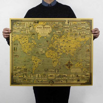 Ancient World Map Poster Zodiac Constellation Map Wallpaper 51*35.5cm Retro Kraft Paper Poster Vintage Poster Wall Sticker