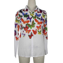 Blusas Women Blouses white fashion Butterfly Chiffon body Tops Long Sleeve Shirt Casual blusa femininoJa25