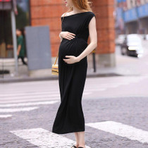 Maternity Off Shoulder Tea-Length Dress
