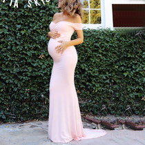 Maternity Off Shoulder Floor-Length Dress