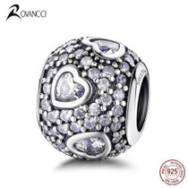 Authentic 925 Sterling Silver Bead Fashion Heart Crystal Beads Fit Original Women Pandora Charms Bracelet &amp; Bangle DIY Jewelry