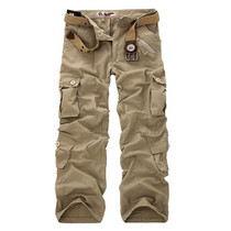 2017  new Men Cargo Pants Multi-pockets Baggy Jean Pants Cotton Military Camouflage Trousers Loose Baggy Tactical Trousers