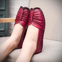 2017 Fashion Loafers Women Shoes Genuine Leather Shoes Handmade Soft Comfortable Flat Shoes Woman Casual Shoes Women Flats