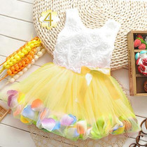 2017 Summer Girls Lace Flower Girl Dresses Bow Tutu Baby Toddler Princess Dress Party Wedding Costumes Newborn Infant Girl Dress