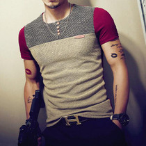 2017 Summer Fashion Men's T Shirt Casual Patchwork Short Sleeve T-Shirt Mens Clothes Trend Casual Slim Fit Hip-Hop Top Tees 5XL