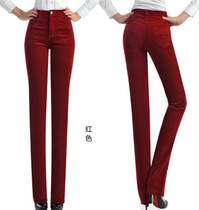 Autumn and winter female corduroy trousers high waist pants corduroy casual plus size elastic loose straight pants long trousers