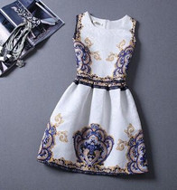 2017 New Spring Summer Women Vintage cotton Printing Casual Sexy Dress Leisure Plus Size Digital Evening Party  Dresses Vestidos