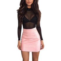 Fashion 2018 cool mini skirts womens Sexy Bandge Leather High Waist Pencil Bodycon Hip Short Mini Skirt faldas mujer