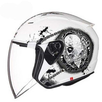 open face electric motorcycle helmet black skull biker scooter helmets men