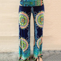 2017 Fashion Flora Pants Women High Waist Slim Female Wide Leg Pants Vintage Ladies Casual Long Pants