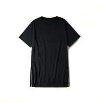 2017 Brand New Clothing Mens Black long t shirt Zipper Hip Hop longline extra long length tops tee tshirts for men tall t-shirt