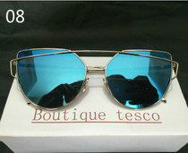 2016 New Cat Eye Aviator Sunglasses Women Vintage Fashion Metal Frame Mirror Sun Glasses Unique Flat Ladies Sunglasses UV400