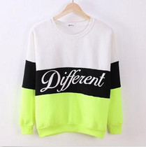 2016 New Autumn And Winter Fashion Women White Black O-Neck Hoodies Printed Letters Different Women's Casual Sweatshirt Hoody