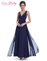 Evening Dress Ever Pretty HE08593NB Chiffon Empire Lace Back Royal Blue Women Sexy V-neck Long Dress 2017 Evening Dresses