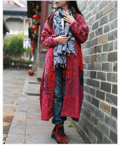 2016 Spring Coat Cotton Linen Patchwork Women Trench Coat Long Windbreaker Chinese Traditional Overcoat Ethnic Clothes Outerwear
