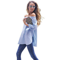 2016 New Fashion Off Shoulder Blouse Sexy Slash neck Long Sleeve Bow Blouses And Shirts Women Loose Tops Summer Blusas Plus size