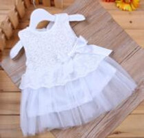 2016 Cute Baby Dresses Girl Princess Wedding Party Dress Toddler Infant Girls Lace Flower Sleeveless Dress Baby Clothes Summer