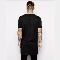 2016 Brand New Clothing Mens Black Long t shirt Men Tops Hip hop tee T-shirt Men Hiphop Short Sleeve Longline casual Tee shirts