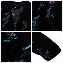 Elegant Floral Printed Chiffon Women Blouse 2018 Casual Fashion Loose V Neck Long Sleeve Black Tops Shirts Plus Size Sexy Blusas