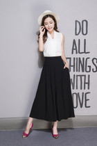 2016 Women Wide Pants Casual Female Black Chiffon Pants Trousers High Waisted Wide Leg Pants Harem Trousers Women