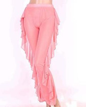 OMILKA Wide Leg Pants 2017 Hot Summer Women Ruffle Mesh Beach Pant Sexy Loose Black Pink See Through Mid Waist Long Pants S-XL