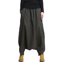 SCUWLINEN 2017 Linen Casual Pants Personality Loose Harem Pants Plus Size Elastic Waist Women's Pants Trousers for Women S10