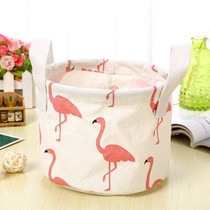 Nordic Style Flamingo Linen Home Storage Box Desk Organizer Folding Office Desk Storage Organizer Jewelry Cosmetic Makeup Basket