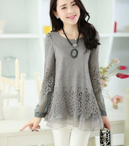 Lace Top 2017 Autumn Long Sleeve Women Blouses Slim Chiffon Shirts For Women Casual Camisa Feminina Female Blouse Ladies Tops