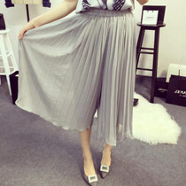 Lace Girl 2017 Fashion Casual Wide Leg Trousers Women Seven Point Summer Chiffon Pants Skirts Pants Elastic Waist Loose Trousers
