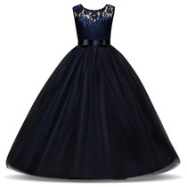 New Lace Flower Girl Wedding Birthday Dress Children Graduation Prom Gown Tulle Kids Party Costume Teenage Girl Ceremony Clothes