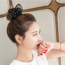 New Korean Cute Black Rabbit Ear Hair Bows Elastic Hair Bands Girls Hair Rope Women Ties Ponytail Rubber Band Hair Accessories