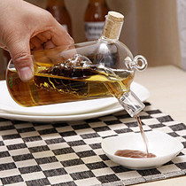 Fashion glass sauce pot soy sauce and vinegar cruet oil bottle oil and vinegar pot seasoning bottle glass jar Kitchen Supplies