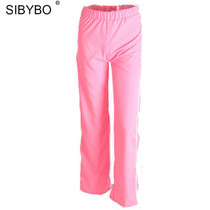 Sibybo Wide Leg Pants Side Split High Waist  Trousers Women 2017 Summer  Fashion  Casual Black Boho  Sexy Pants Women