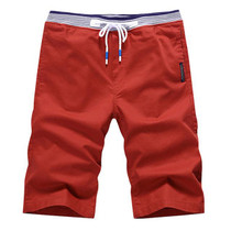 Shorts Men Leisure 2017 Summer Casual Men's Straight Elastic Waist Solid Color Dress Shorts Knee Length Cotton Male Bermuda