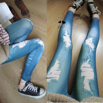 Vintage Women Slim Distressed Jegging Tight Stretchy Skinny Jeans Jeggings New