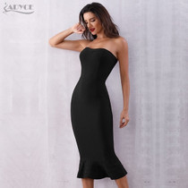 Adyce 2020 New Summer Women Blue Bandage Dress Vestido Sexy Sleeveless Strapless Club Dress Elegant Celebrity Runway Party Dress