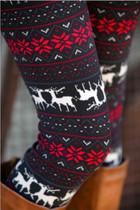 High Quality 2016 Comfortable Women girl casual Winter Christmas Snowflake Knitted Elastic printed Leggings Fitness Cotton Pants