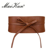 Boho Belt for Women Bowknot Faux Leather Wrap Around Obi Style Cinch Waistband Black Cummerbund Brown Women Belt