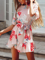 Bohemia Floral Falbala Mini Dresses