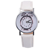 watches women fashion watch 2016 brand PU Leather Alarm clock printing Analog Quartz Vogue Wrist Watches lady hours reloj muje