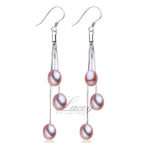 Freshwater 925 silver earrings for women,natural pearl earrings real long pearl earrings white jewelry wedding mom birthday gift