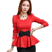 Fashion Floral lace Tops 2017 Blusas Elegant Ruffles Blouse/Shirt Plus size Slim Women clothing Casual Lace blouse shirt