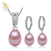 NYMPH Pearl Jewelry Set Natural Freshwater Pearl Necklace Pendant Earrings Wedding Party For Women Gift T229