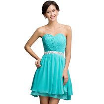 Grace Karin Bridesmaid Dresses Short Chiffon New Cheap Sweetheart Turquoise Bridesmaid Dress Short Prom Dresses Beading 2017