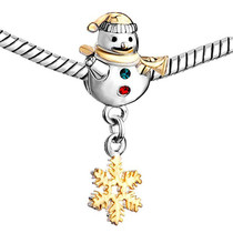 DIY Charm 925 Sterling Silver Inlaid Christmas Snowflake Bracelet Beads