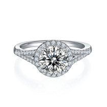 Round Cut Moissanite Diamond Halo Rings