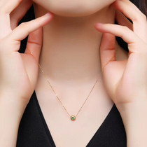 18K Gold Vintage Natural Ruby Sapphire Emerald Halo Pendant Necklace