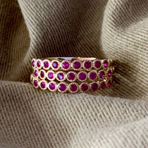 18K Gold Natural Ruby & Sapphire 0.215ct Gemstone Vintage Half Eternity Ring